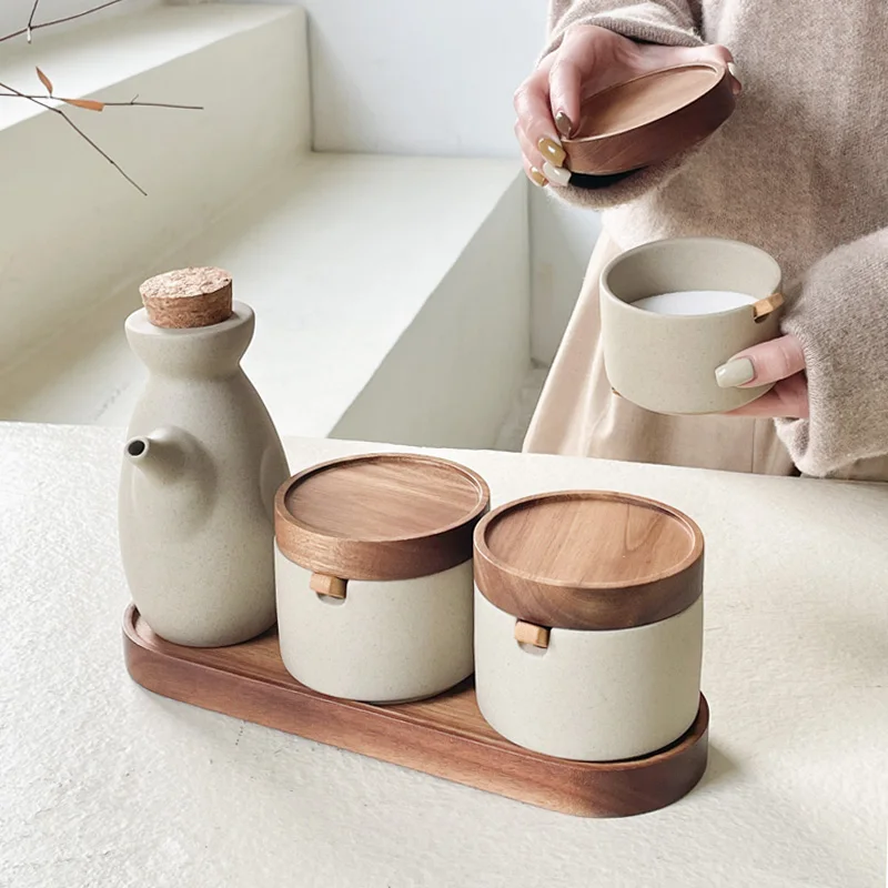 Home Cooking Delivery - Vintage Ceramic Seasoning Jar Japanese Style