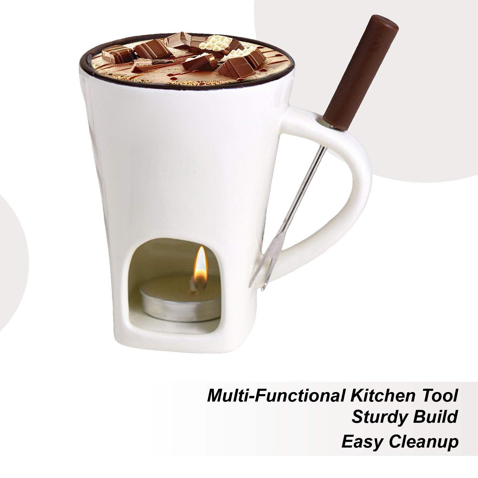 Fondue Pot Ceramic - Fondue Cup With Fork Candle Ceramic