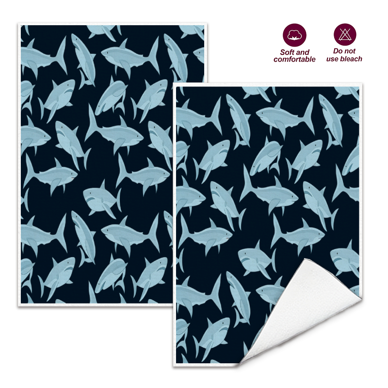 Home Cooking Is The Best - 2Pcs, Deep Sea Blue Shark Pattern