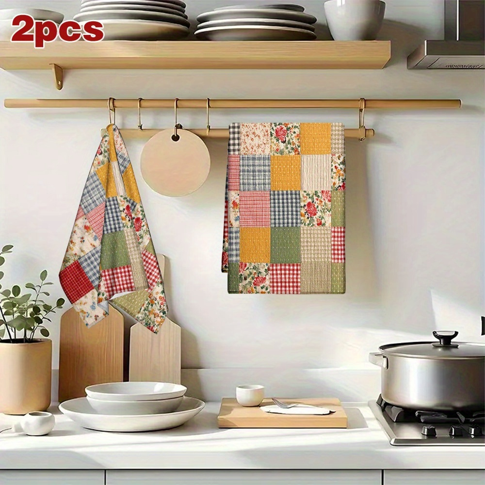 2Pcs, Plaid Spring Kitchen Tow - Home Cooking Is The Best avaliação e preço