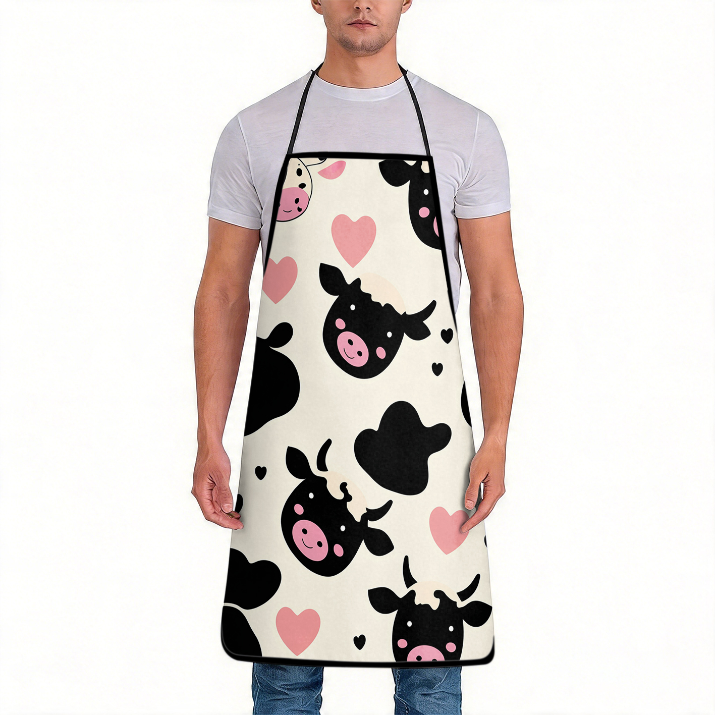 Cow Print MOM Letter Apron, St - Mom'S Home Cooking avaliação e preço