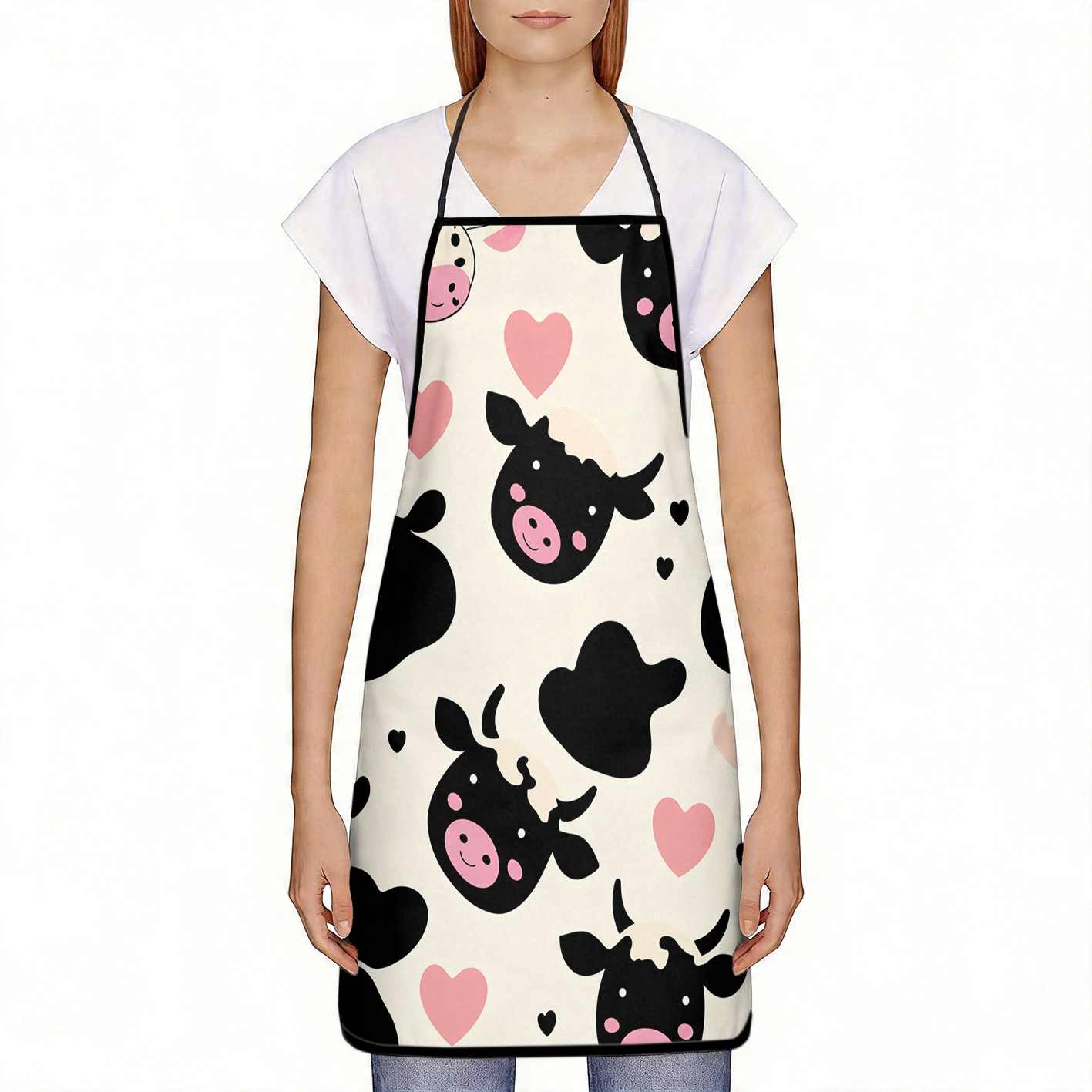 Cow Print MOM Letter Apron, St - Mom'S Home Cooking avaliação e preço