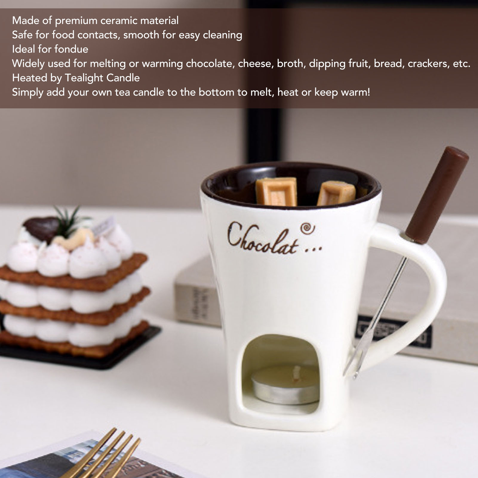 Chocolate Melting Fondue Mug C - Fondue Pot Ceramic avaliação e preço