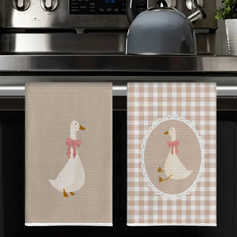 2Pcs, Cute Duck Kitchen Towels - Home Cooking Is The Best avaliação e preço