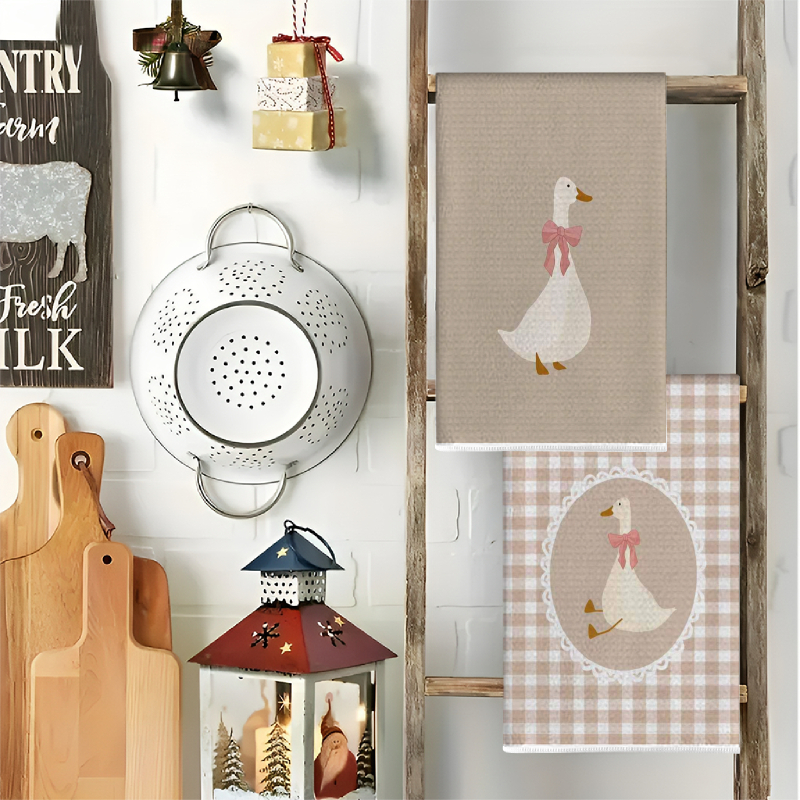 2Pcs, Cute Duck Kitchen Towels - Home Cooking Is The Best avaliação e preço