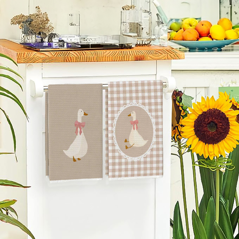 2Pcs, Cute Duck Kitchen Towels - Home Cooking Is The Best avaliação e preço