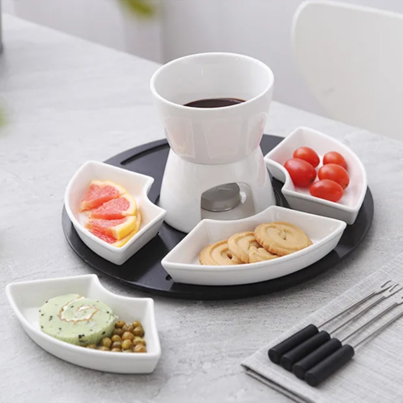 White Glazed Ceramic Chocolate - Fondue Pot Ceramic avaliação e preço
