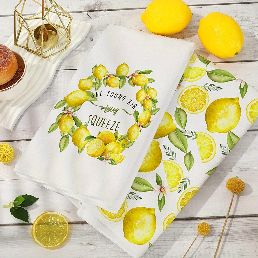 2Pcs, Lemon Wreath Kitchen Tow - Home Cooking Is The Best avaliação e preço