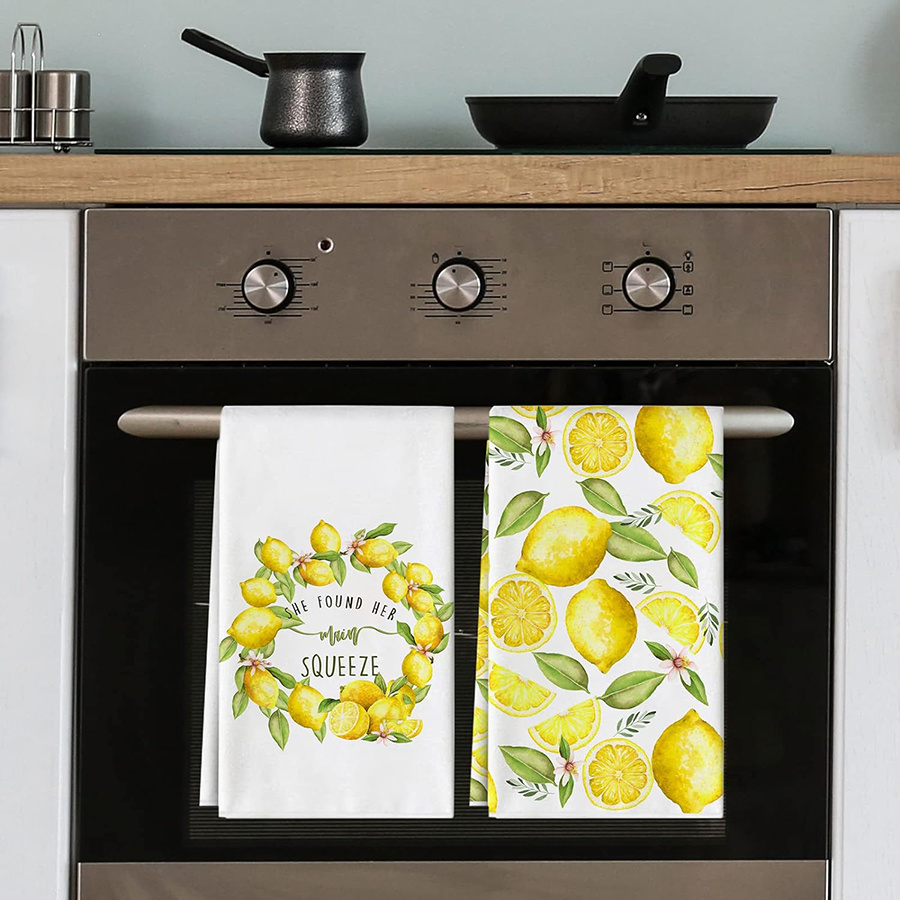 2Pcs, Lemon Wreath Kitchen Tow - Home Cooking Is The Best avaliação e preço