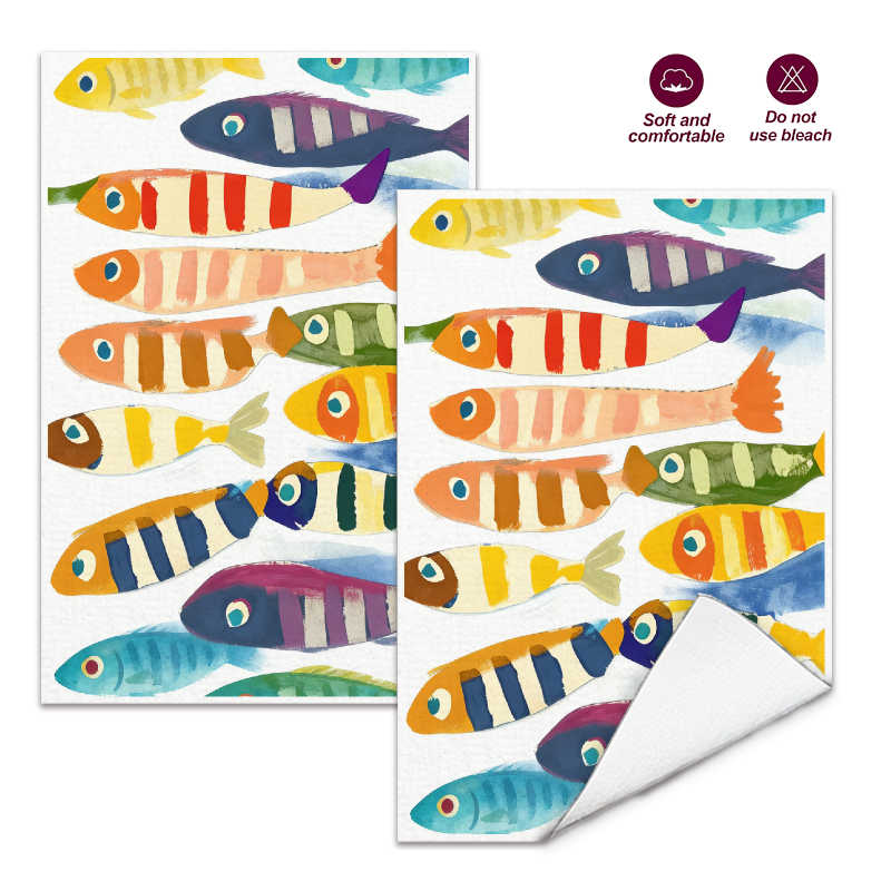 2Pcs, Watercolor Striped Fish  - Home Cooking Is The Best avaliação e preço