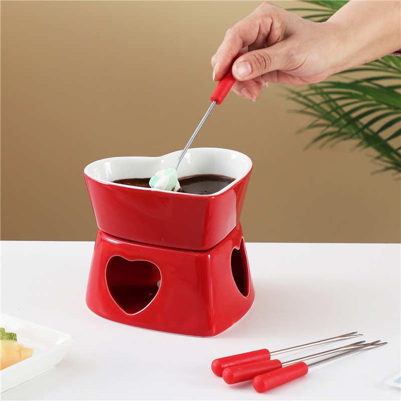 320ml Ceramic Heart-Shaped Fon - Fondue Pot Ceramic avaliação e preço