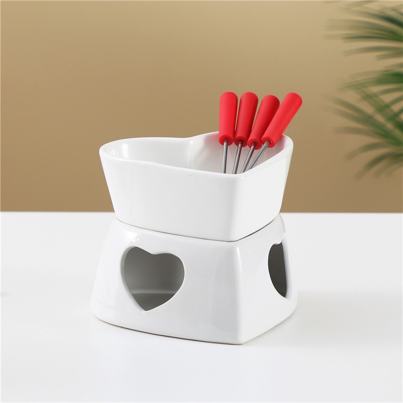 320ml Ceramic Heart-Shaped Fon - Fondue Pot Ceramic avaliação e preço