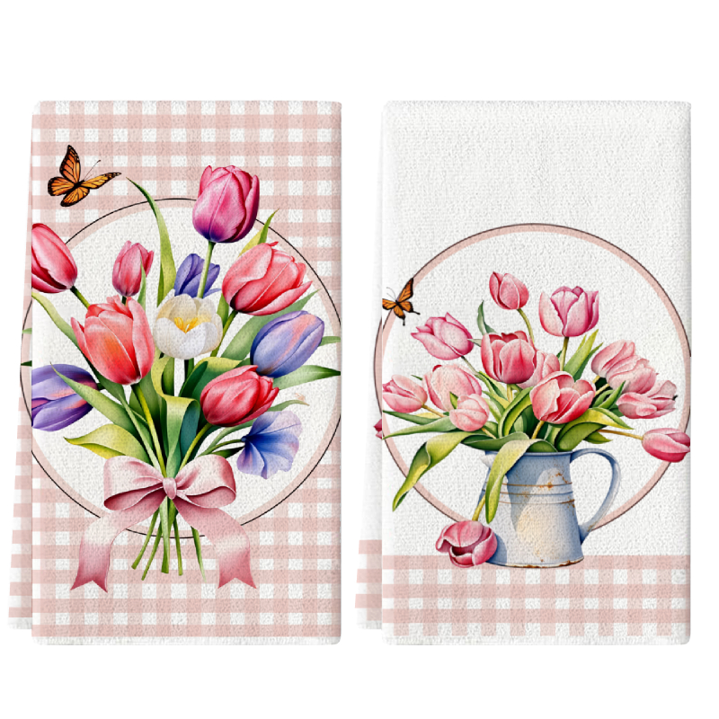 2Pcs, Pink Checkered Tulip Kit - Home Cooking Is The Best avaliação e preço