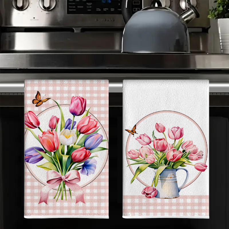 2Pcs, Pink Checkered Tulip Kit - Home Cooking Is The Best avaliação e preço