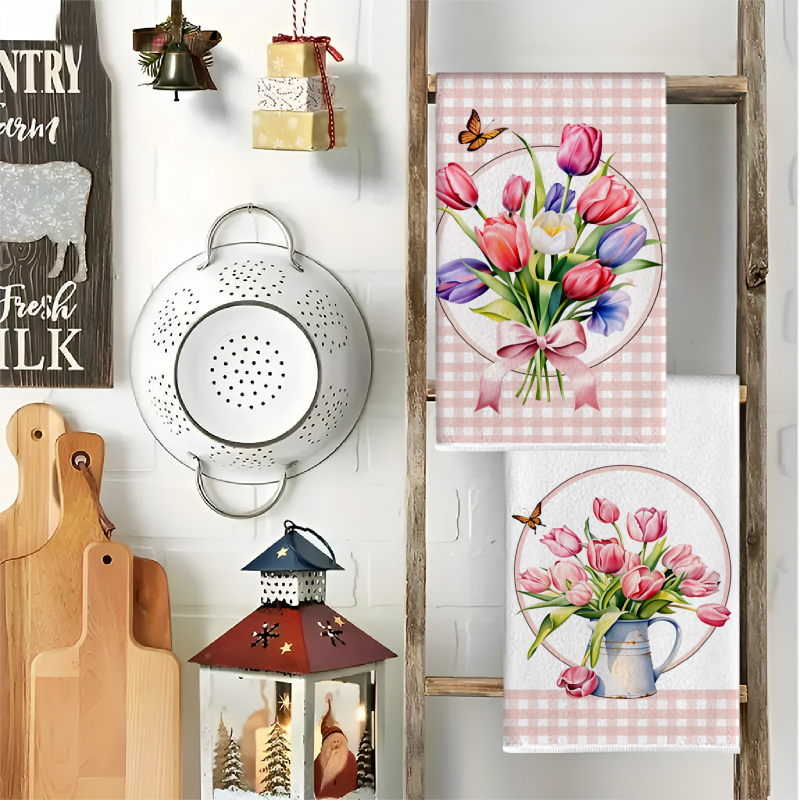 2Pcs, Pink Checkered Tulip Kit - Home Cooking Is The Best avaliação e preço