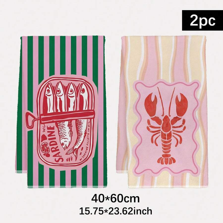 2Pcs, Pink and Green Striped S - Home Cooking Is The Best avaliação e preço
