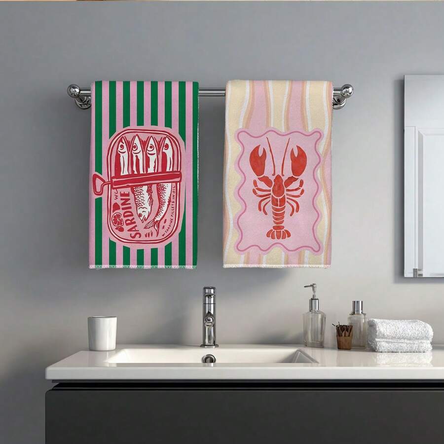 2Pcs, Pink and Green Striped S - Home Cooking Is The Best avaliação e preço