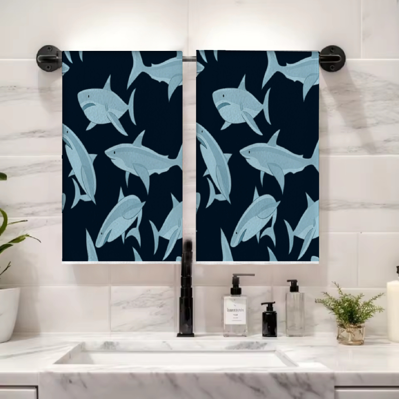 2Pcs, Deep Sea Blue Shark Patt - Home Cooking Is The Best avaliação e preço