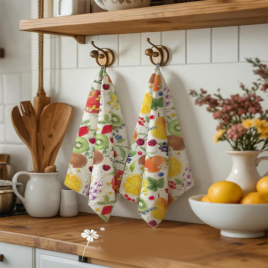 2Pcs, Fruit Party Kitchen Towe - Home Cooking Is The Best avaliação e preço
