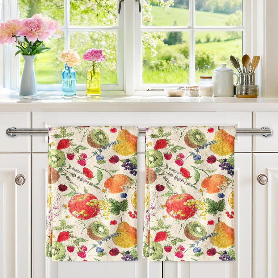 2Pcs, Fruit Party Kitchen Towe - Home Cooking Is The Best avaliação e preço