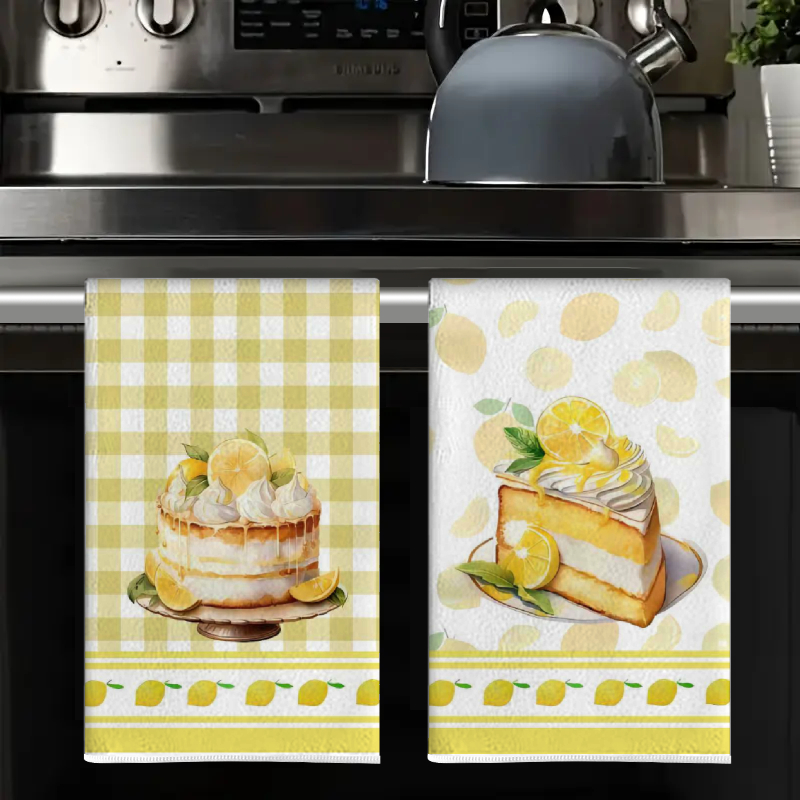 2Pcs, Yellow Kitchen Towels, 4 - Home Cooking Is The Best avaliação e preço
