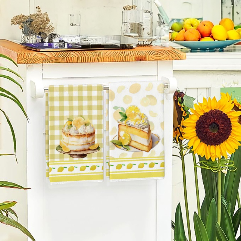 2Pcs, Yellow Kitchen Towels, 4 - Home Cooking Is The Best avaliação e preço