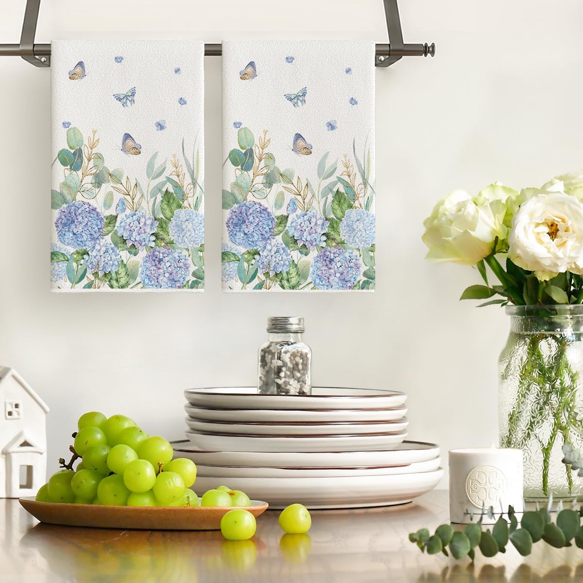 2Pcs, Butterfly Hydrangea Kitc - Home Cooking Is The Best avaliação e preço