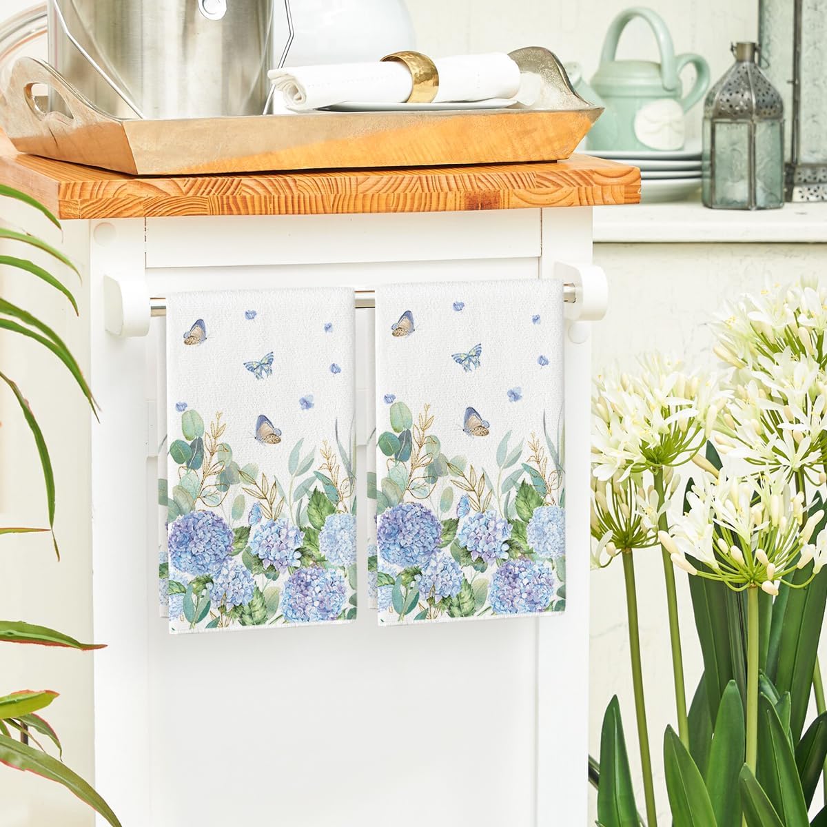 2Pcs, Butterfly Hydrangea Kitc - Home Cooking Is The Best avaliação e preço