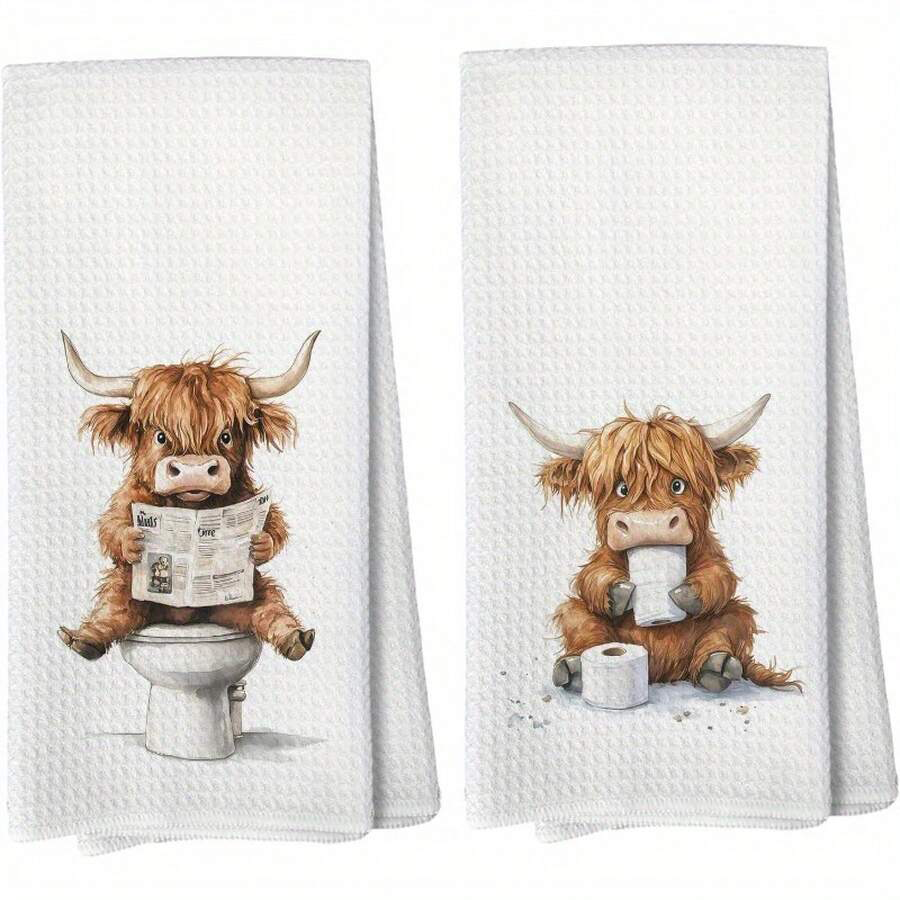 2Pcs, Newspaper Highland Cow K - Home Cooking Is The Best avaliação e preço