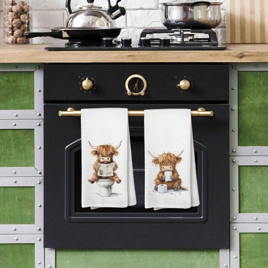 2Pcs, Newspaper Highland Cow K - Home Cooking Is The Best avaliação e preço