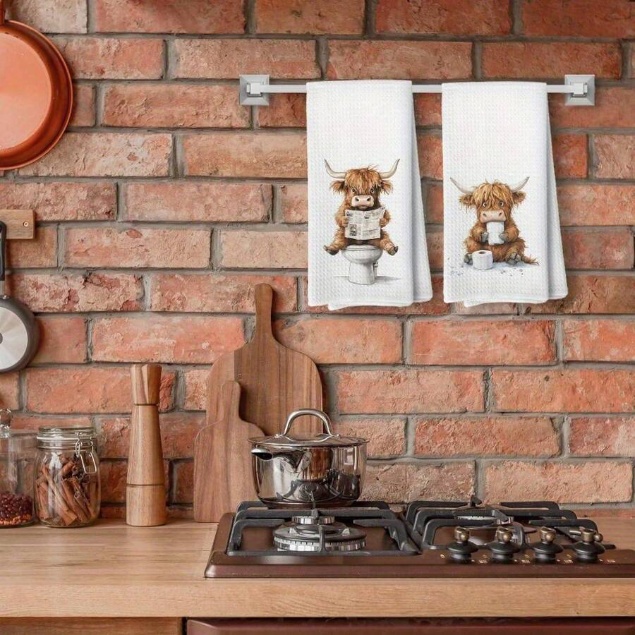 2Pcs, Newspaper Highland Cow K - Home Cooking Is The Best avaliação e preço