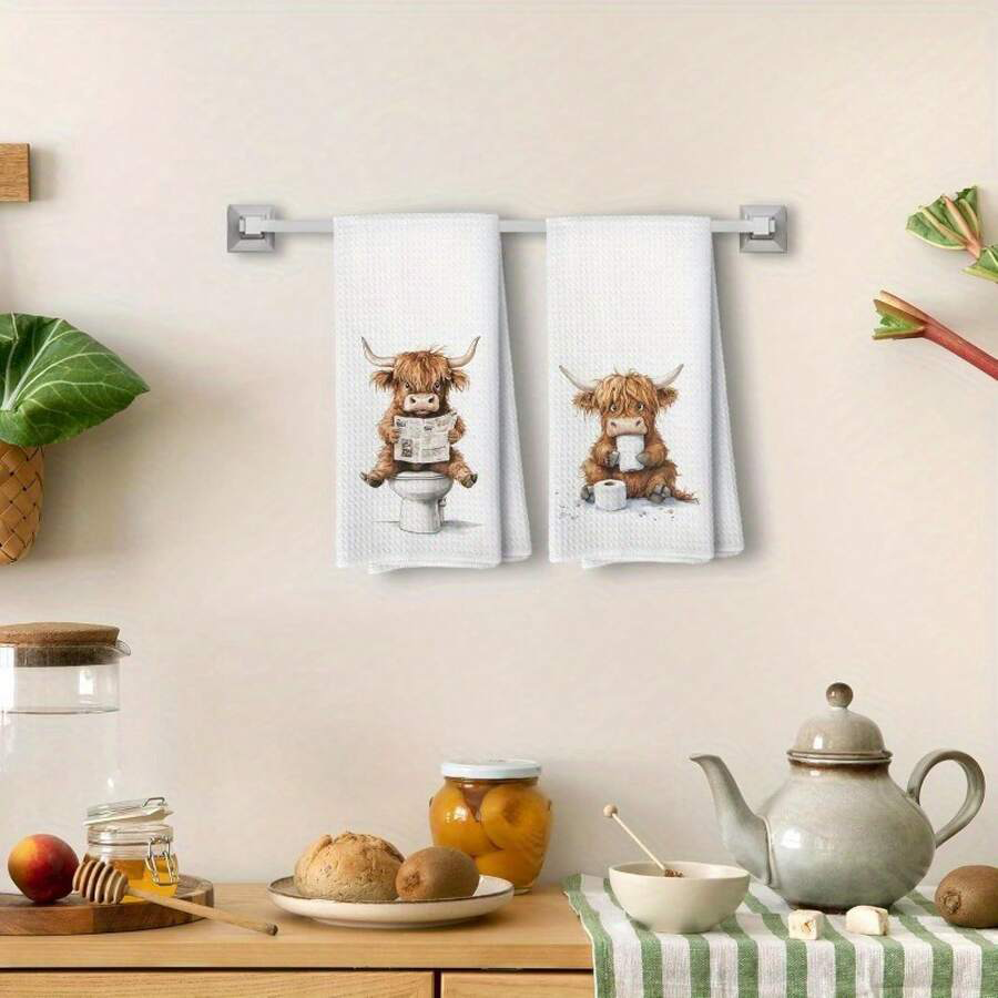 2Pcs, Newspaper Highland Cow K - Home Cooking Is The Best avaliação e preço