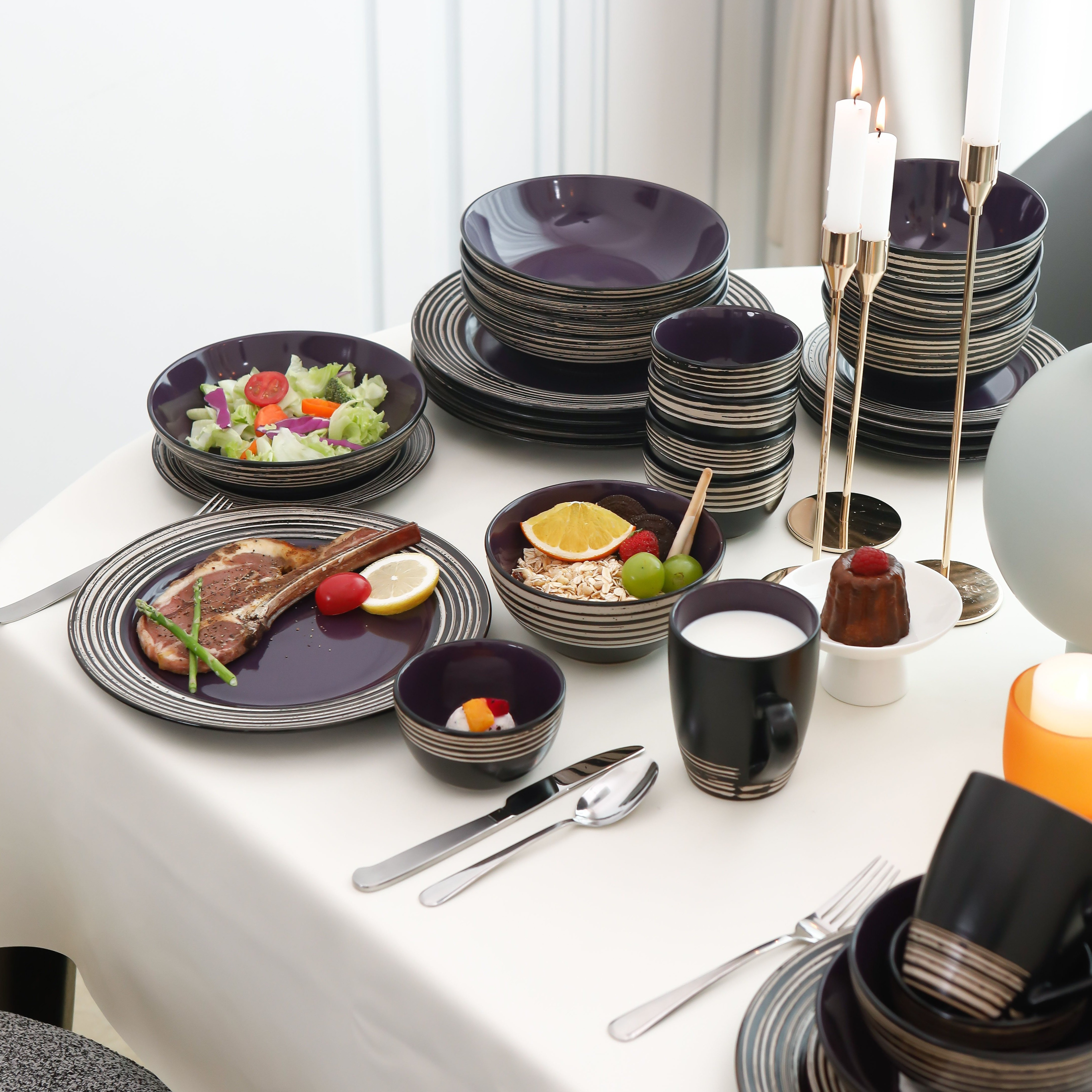 48pcs Stoneware Dinnerware Set - Home Cooking Services avaliação e preço