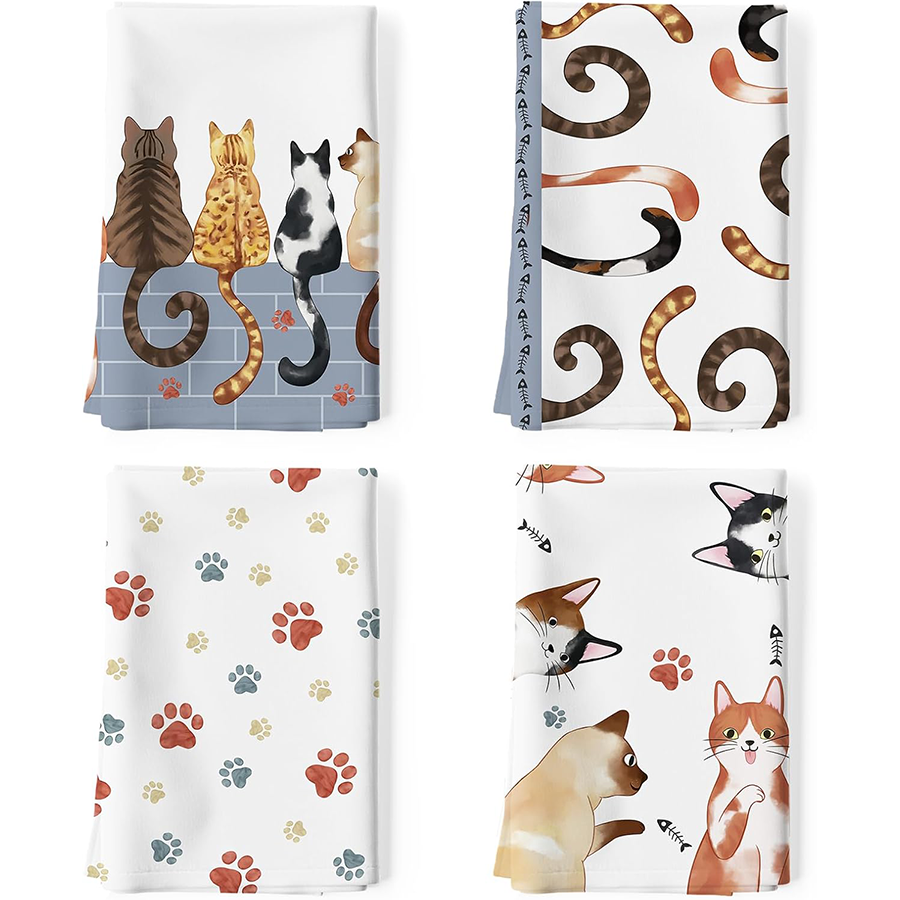 4Pcs, Cat Paw Print Tail Kitch - Home Cooking Is The Best avaliação e preço